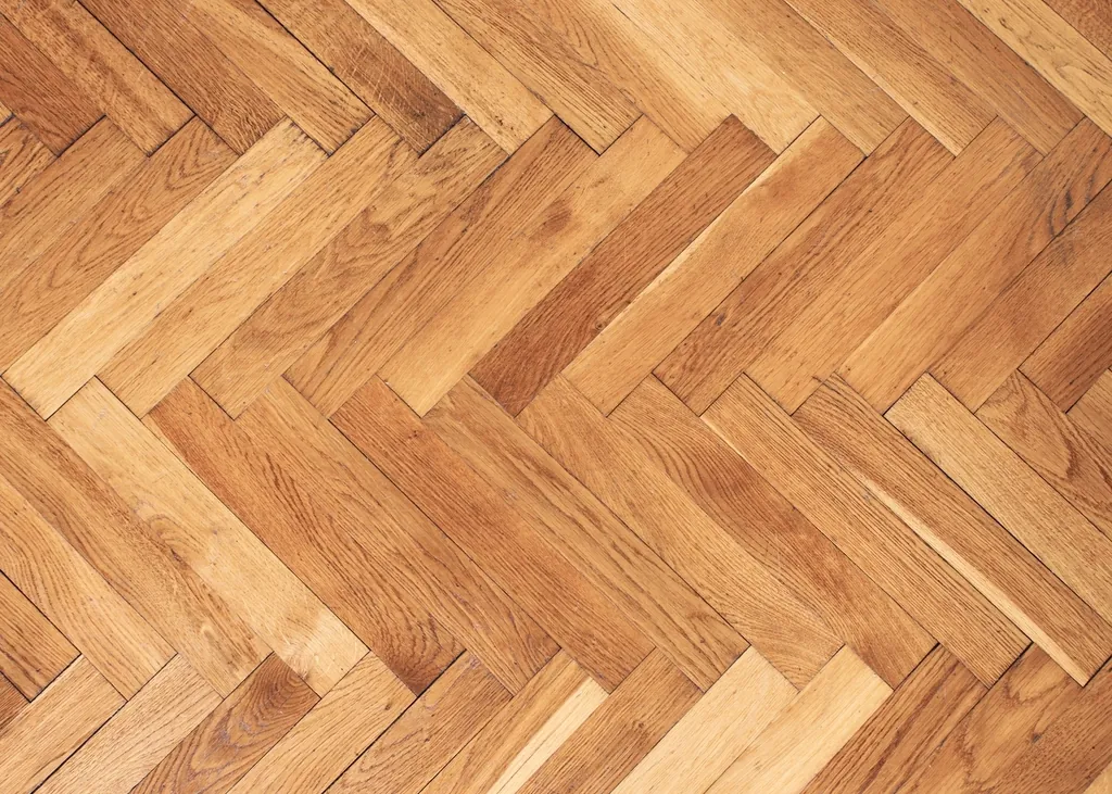 Herringbone pattern hardwood floor